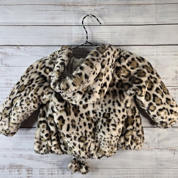 Pistachio Faux Fur Leopard Print Winter Jacket Toddler/baby Size 18months - Picture 4 of 6